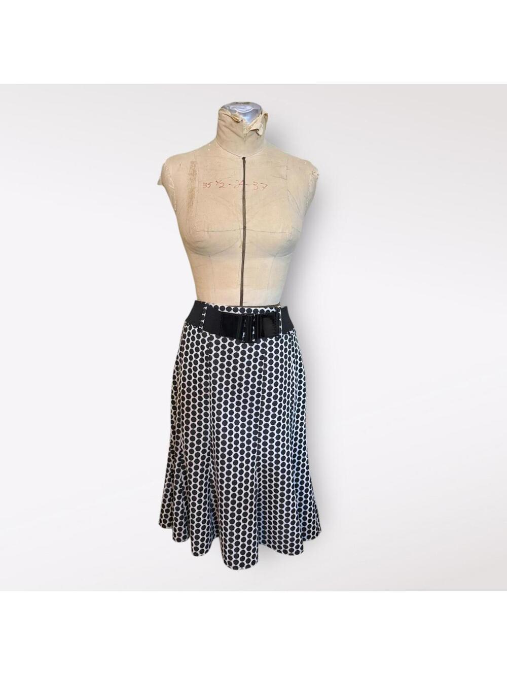 Carole Little Black and White Polka Dot Skirt with Belt